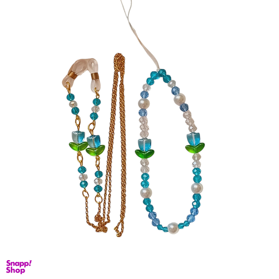 ست بند عینک و آویز موبایل مدل گل لاله کد 800