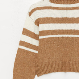 پلیور یقه اسکی زنانه ایکس ساید مدل TURK3 رنگ قهوه‌ ای سفید