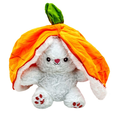 عروسک پولیشی ناب سل مدل خرگوش سوپرایزی لباس هویجی سایز 25 سانتی متر
