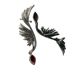 گوشواره نقره 925 عیار زنانه طرح نگین قرمز کد koro 2022