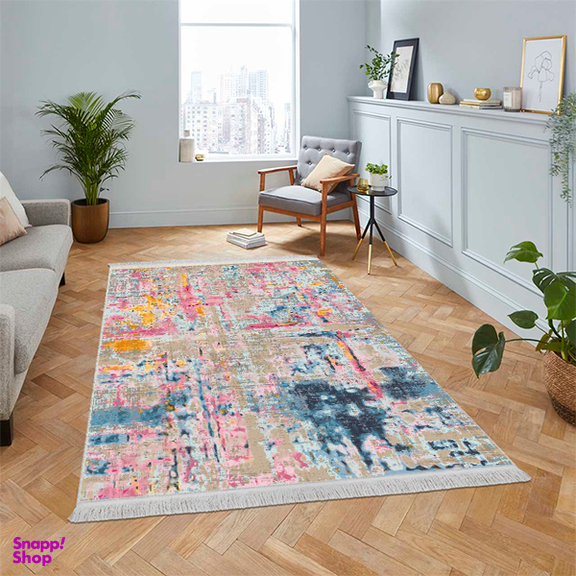 فرش ماشینی چاپی بدون تار و پود هانوکس مدل بوم رنگ کد HAM.187.01