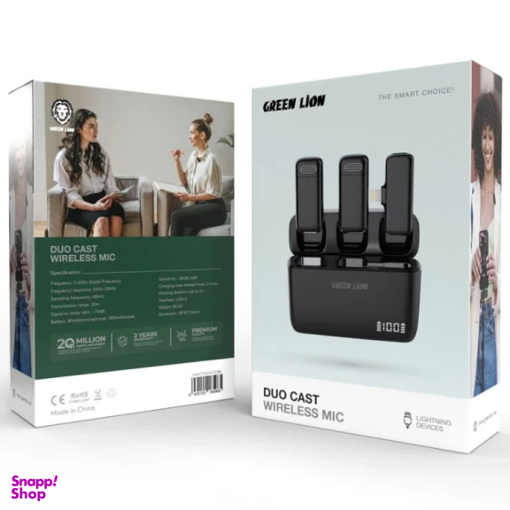 میکروفن بی سیم یقه‌ ای گرین لاین مدل Duo Cast Type-C