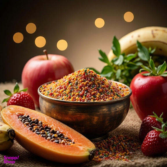 غذای طوطی سانان میکس میوه جات آوس تروپیکن مدل فرووین وزن 453 گرم