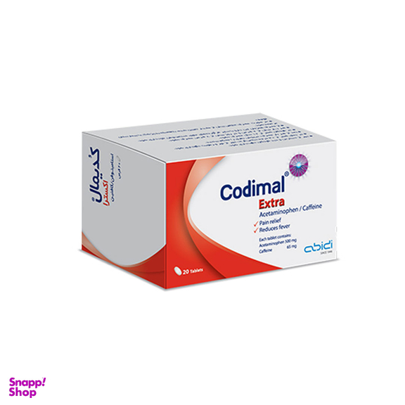 قرص استامینوفن و کافئین دکتر عبیدی مدل کدیمال اکسترا 500 میلی گرم بسته 20 عددی