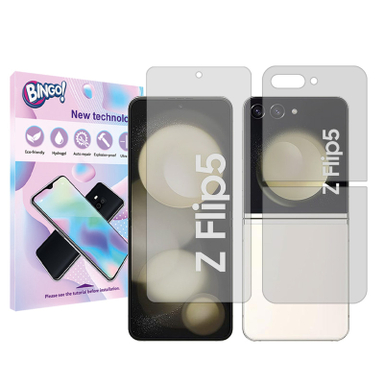 محافظ صفحه نمایش شفاف بینگو مدل Tough مناسب گوشی موبایل سامسونگ Galaxy Z Flip5 به همراه محافظ پشت گوشی