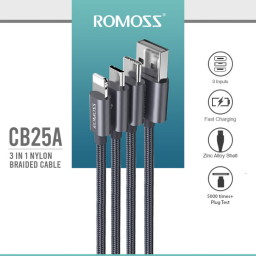 کابل تبدیل USB به MicroUSB/Lightning/Type-C روموس مدل CB25A طول 1.5 متر