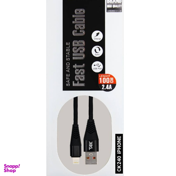 کابل دیتا USB به Lightning تک مدل CK-240 iPhone طول 1 متر