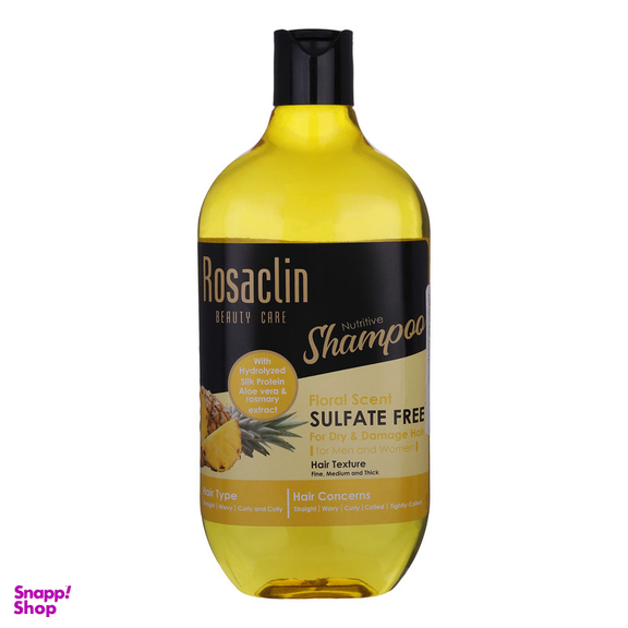 شامپو مو رزاکلین مدل Aloe Vera مناسب انواع مو حجم 385 میلی لیتر