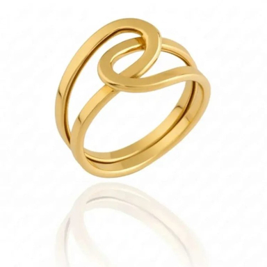 انگشتر طلا زنانه 18 عیار داریم مدل پهن گره خورده