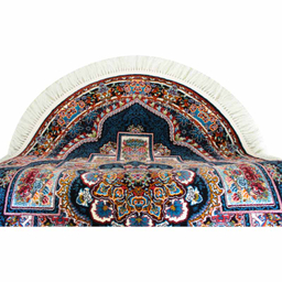 فرش ماشینی مدل بیضی طرح ناردون رنگ سرمه ای