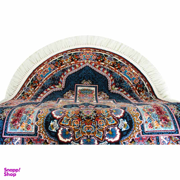 فرش ماشینی مدل بیضی طرح ناردون رنگ سرمه ای