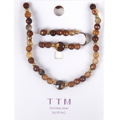 نیم ست زیور زنانه ژوپینگ کد 1171452057 رنگ کرم قهوه ای