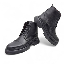 نیم بوت طبی مردانه چرم ریباری مدل Z27 رنگ مشکی