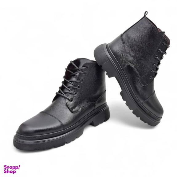 نیم بوت طبی مردانه چرم ریباری مدل Z27 رنگ مشکی