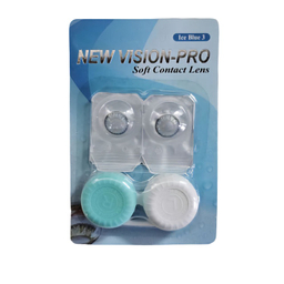 لنز چشم پرو نیو ویژن شماره 12 رنگ آبی یخی دور مشکی به همراه جای لنز