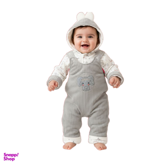 کاپشن نوزاد طرح فیل کد 225 رنگ طوسی