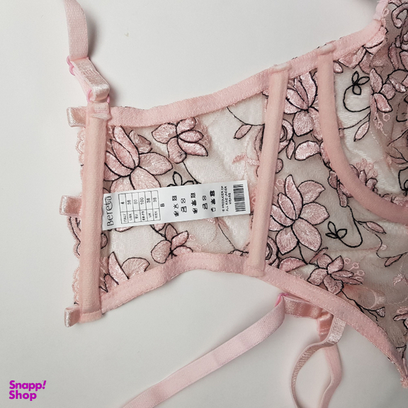 لباس خواب زنانه برتا مدل توری فنردار کد 2600EMP رنگ صورتی چرک