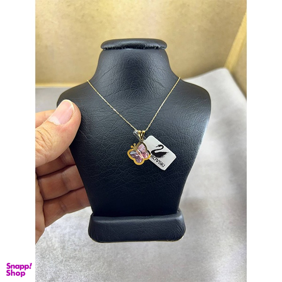 گردنبند طلا 18 عیار زنانه سواروسکی پروانه صورتی کد 454532