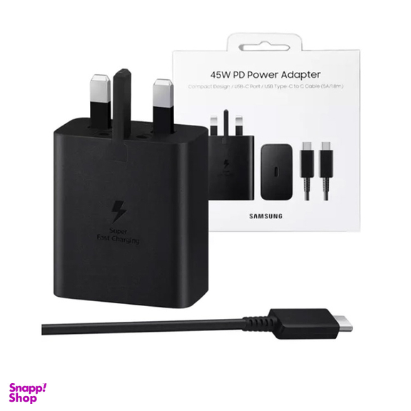 شارژر دیواری 45 وات سامسونگ مدل EP-T4510 به همراه کابل تبدیل USB-C و مبدل برق مارکن
