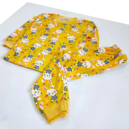ست تیشرت آستین بلند و شلوار راحتی نوزادی مدل خرگوش کد 4153 رنگ زرد