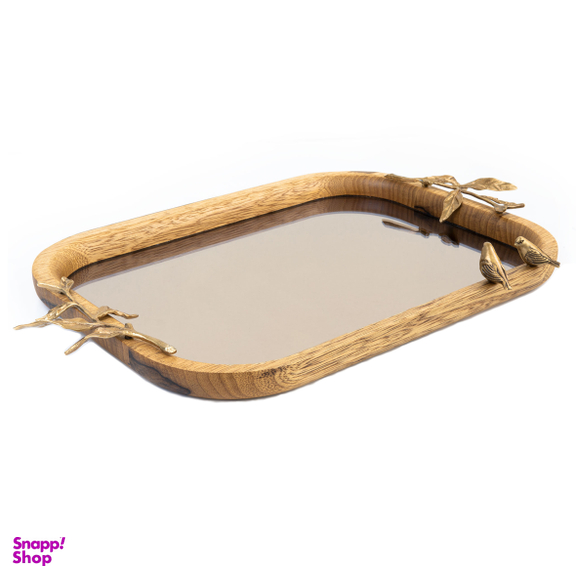 سینی مستطیل کف آینه ای گلد گیش مدل گلدن برد سایز بزرگ کد GK829508