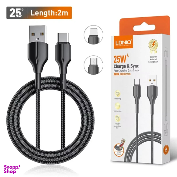 کابل شارژ USB به Type-C الدینیو مدل LS852 طول 2 متر