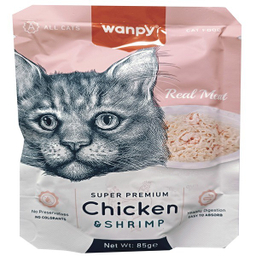 پوچ گربه ونپی مدل مرغ و میگو وزن 85 گرم