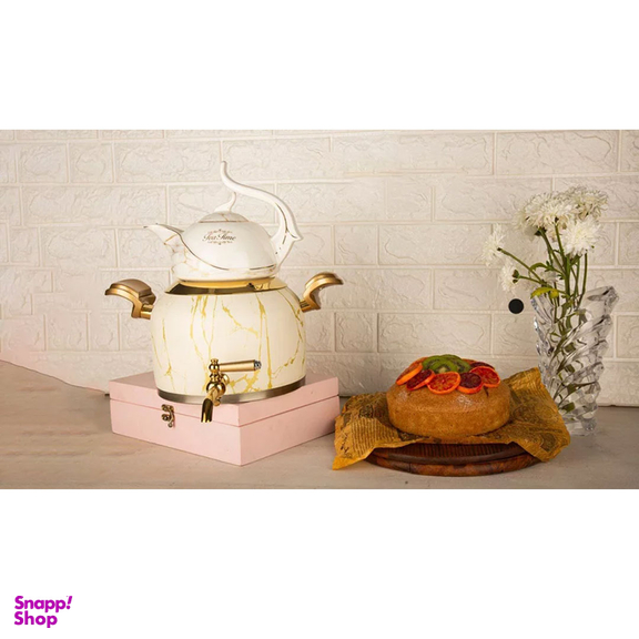 ست کتری قوری کروپ ست مدل رنگی ماربل کد 915