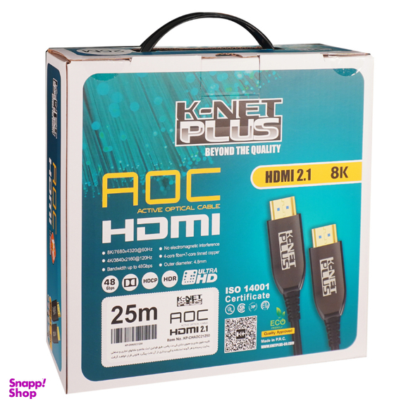 کابل 2.1 HDMI فیبر نوری کی نت پلاس مدل KP-A160 طول 25 متر