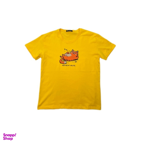 تیشرت زنانه مدل گربه تنبل کد Solo t21 رنگ زرد