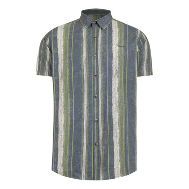 پیراهن آستین کوتاه مردانه والیانت استایل مدل دنیم رنگ طوسی - سبز