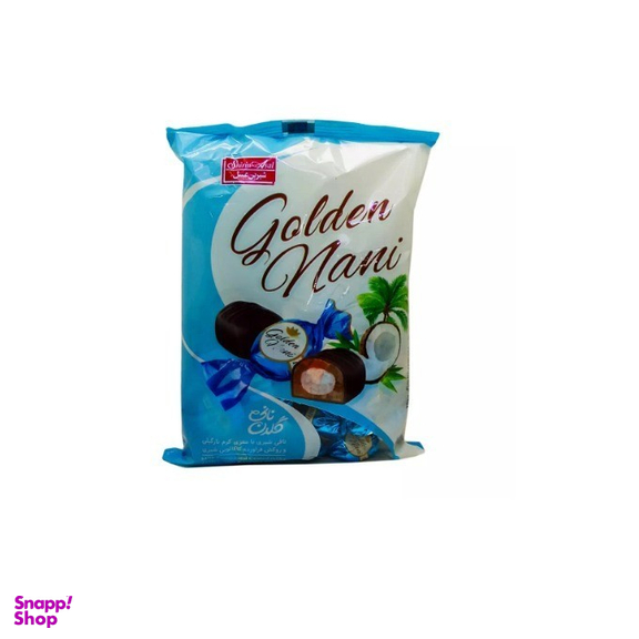 تافی شیری با مغزی نارگیل و روکش شکلاتی Golden Nani شیرین عسل وزن 400 گرم