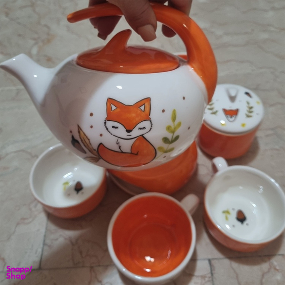 ست چای خوری سرامیکی طرح روباه و پاییز مجموعه 9 عددی