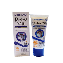 ضدآفتاب بی رنگ ANTHAWAY مدل شیر الاغ SPF90 حجم 50 میلی لیتر