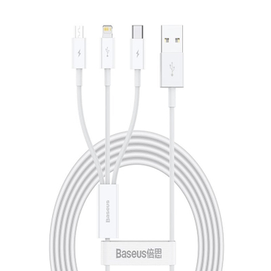 کابل تبدیل USB به microUSB / لایتنینگ / USB-C بیسوس مدل CAMLTYS-02 طول 1.5 متر