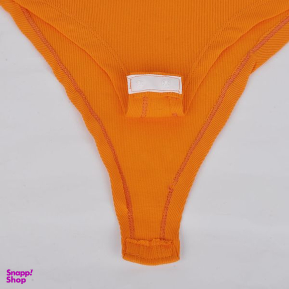 بادی آستین بلند زنانه دکسونری مدل 256004606 طرح رخ رنگ نارنجی