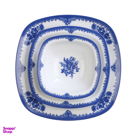 سرویس چینی غذاخوری 27 پارچه چینی زرین ایران مدل کواترو طرح فلورانس درجه عالی