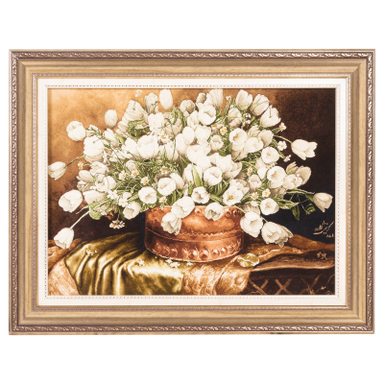 تابلو فرش دستباف سی پرشیا مدل گل لاله در گلدان مسی کد 903662