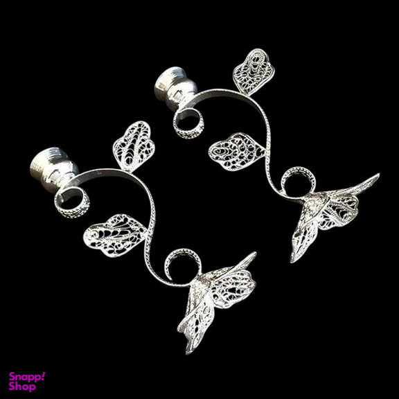 شمعدان ملیله کاری مدل گلبرک کد M-01 مجموعه 2 عددی