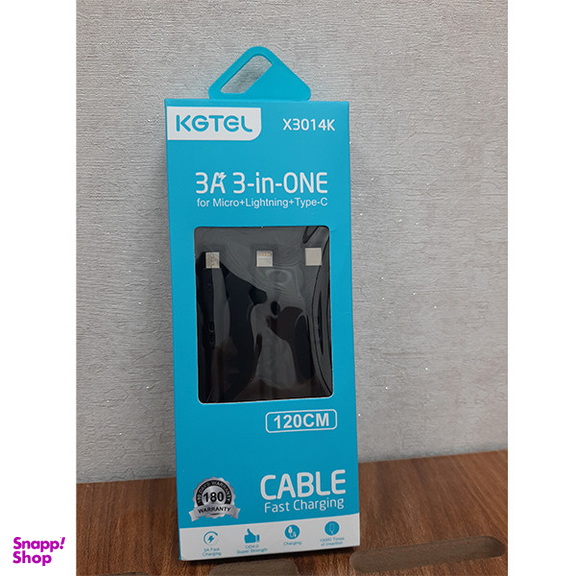 کابل تبدیل USB به microUSB  / لایتنینگ  / USB-C کاجیتل مدل 3in1 طول 1.2 متر