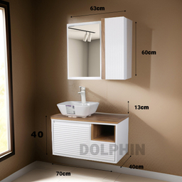 ست کابینت و روشویی دلفین مدل Znd-R23-W به همراه آینه و باکس