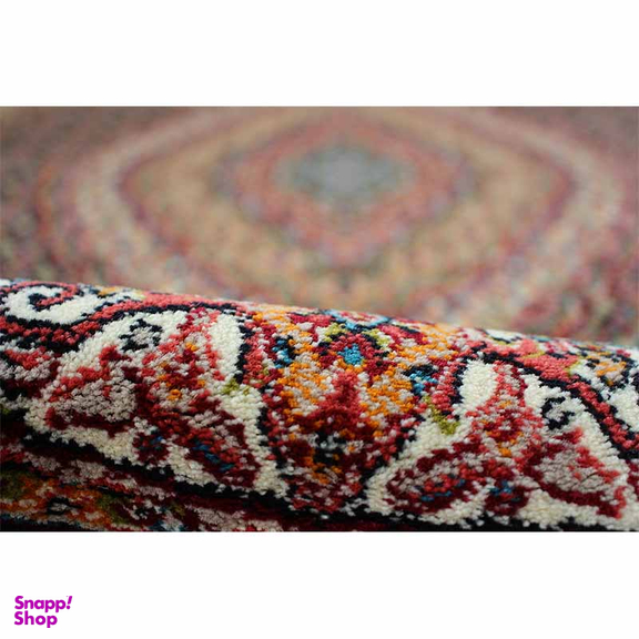 فرش ماشینی مدل گرد طرح ریزماهی رنگ سرمه ای