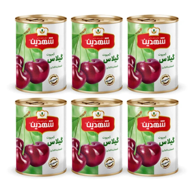 کمپوت گیلاس شهدین وزن 370 گرم بسته 6 عددی