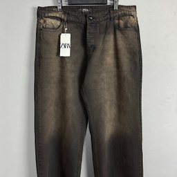 شلوار بگ سایز بزرگ طرح ZARA کد 3287 رنگ زغالی قهوه ای