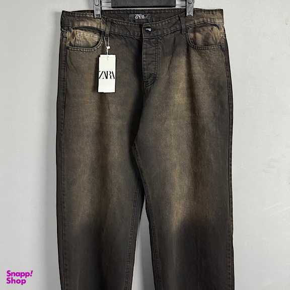 شلوار بگ سایز بزرگ طرح ZARA کد 3287 رنگ زغالی قهوه ای