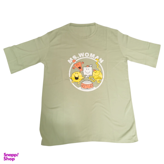 تیشرت زنانه طرح MS.WOMAN کد 8900 رنگ سبز روشن