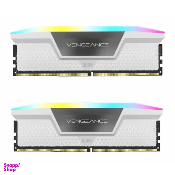 رم دکستاپ کورسیر مدلVengeance RGB DDR5 32GB Dual 5200MHz ظرفیت ۳۲ گیگابایت رنگ سفید
