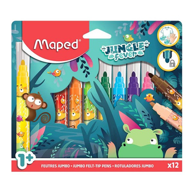 ماژيک جامبو 12 رنگ مقوایی م‍پد کد 846900 مدل Jungle Fever
