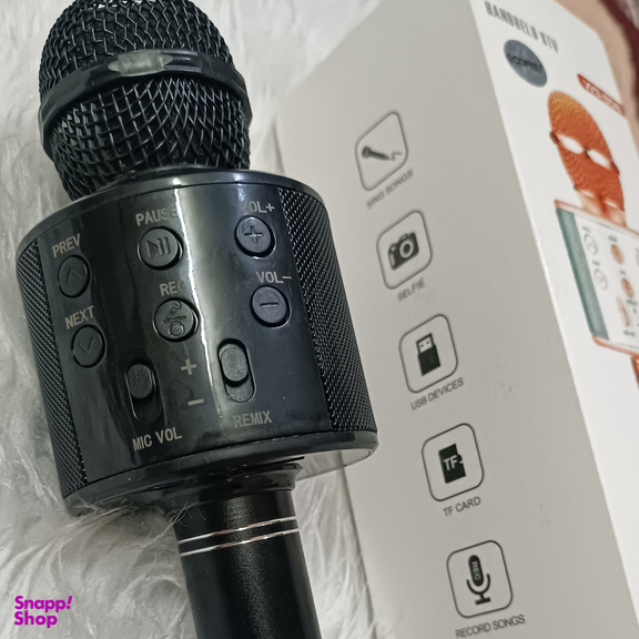 میکروفن بلوتوثی اسپیکر دار مشکی مدل ws-858