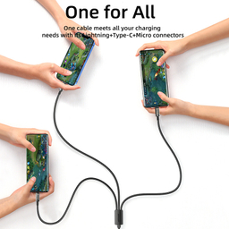 کابل تبدیل USB به لایتنینگ/USB-C/microUSB جوی روم مدل S-1T3015A5 طول 1/2 متر